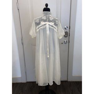 Vintage Gotham Gold Stripe Ivory Peignoir Gown SHEER Nightgown Robe Only Size S